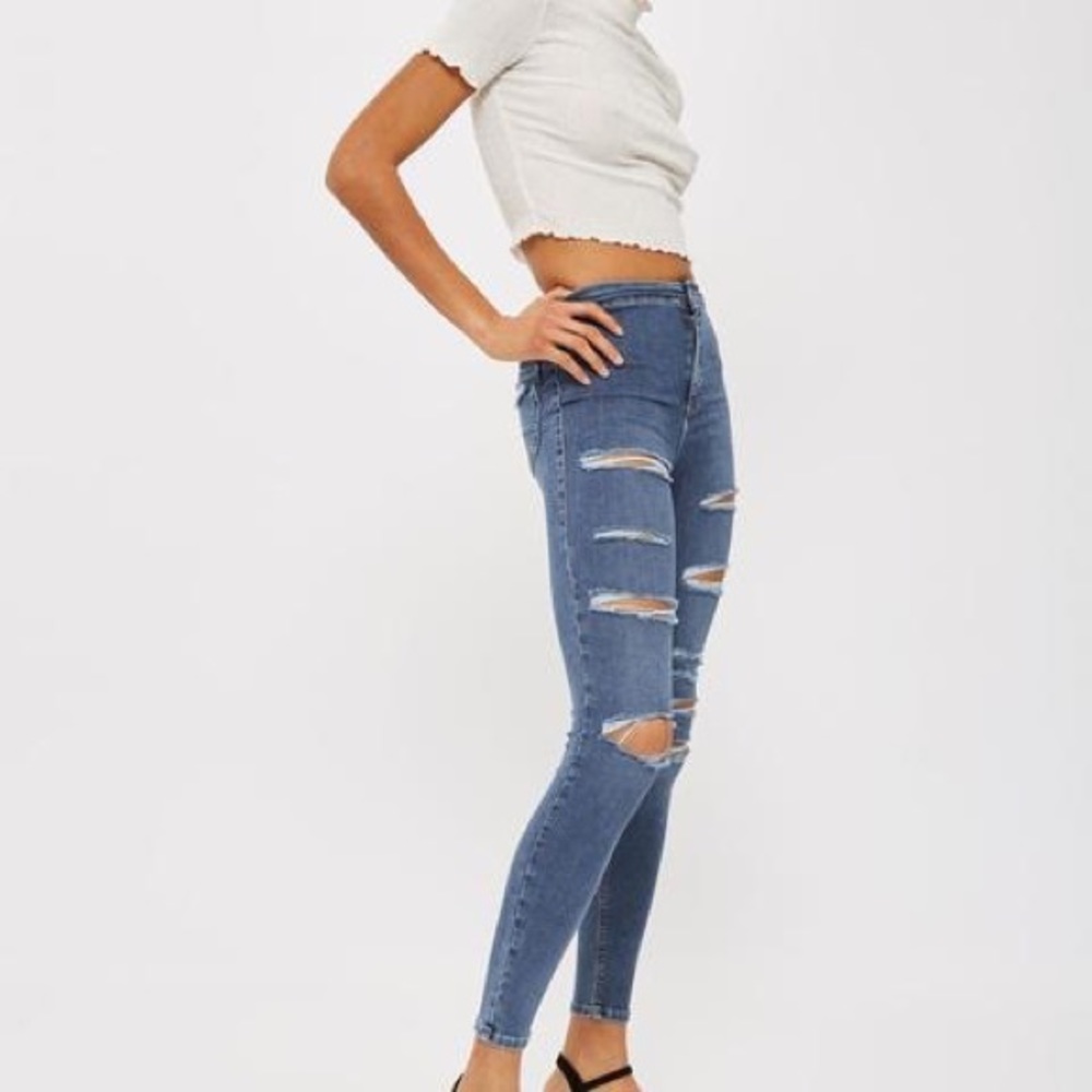 Topshop ripped skinny jeans petite